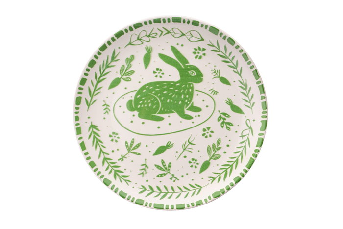 Hermia Hoppity Set de Platos de Postre de Pascua, 6 Piezas, Verde y Blanco Skis: B1C97H6B74